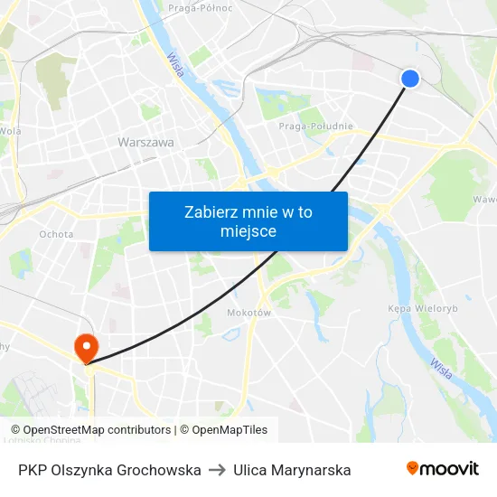PKP Olszynka Grochowska to Ulica Marynarska map