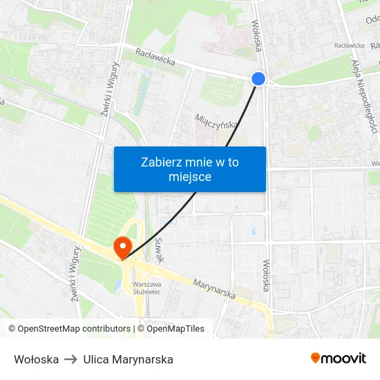 Wołoska to Ulica Marynarska map