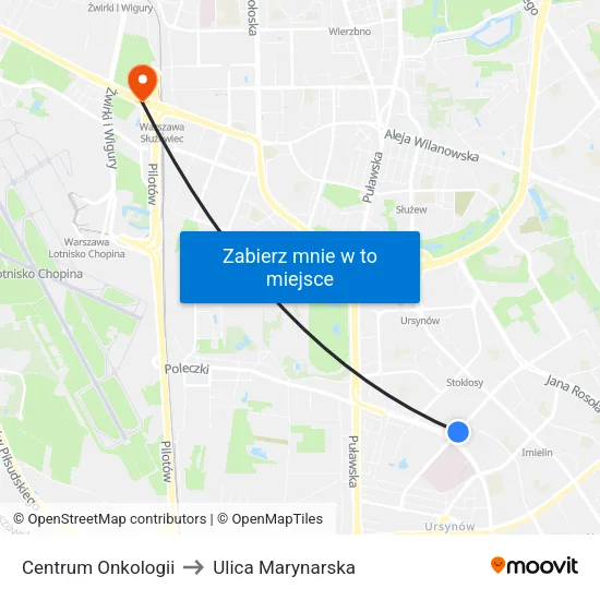 Centrum Onkologii to Ulica Marynarska map