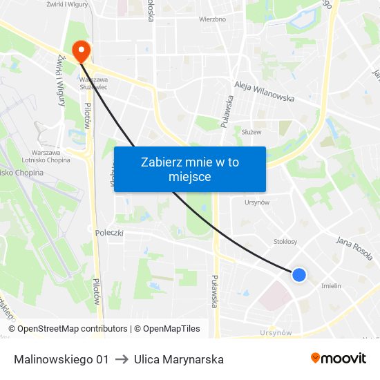 Malinowskiego 01 to Ulica Marynarska map