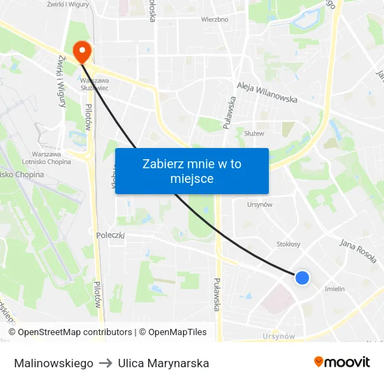 Malinowskiego to Ulica Marynarska map