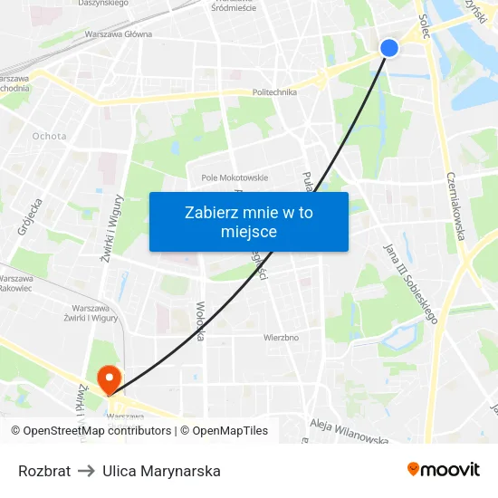 Rozbrat to Ulica Marynarska map