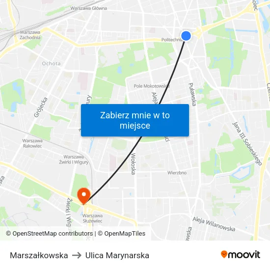 Marszałkowska to Ulica Marynarska map