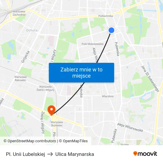 Pl. Unii Lubelskiej to Ulica Marynarska map