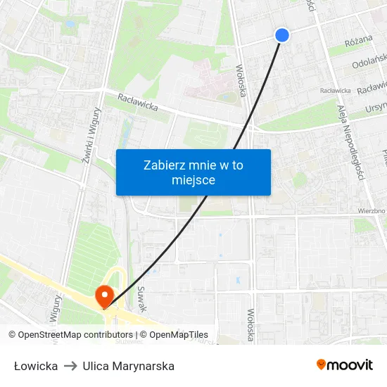Łowicka to Ulica Marynarska map