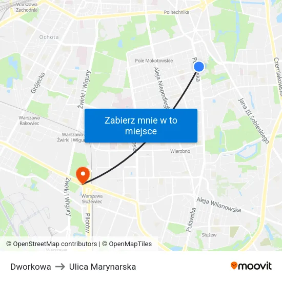 Dworkowa to Ulica Marynarska map