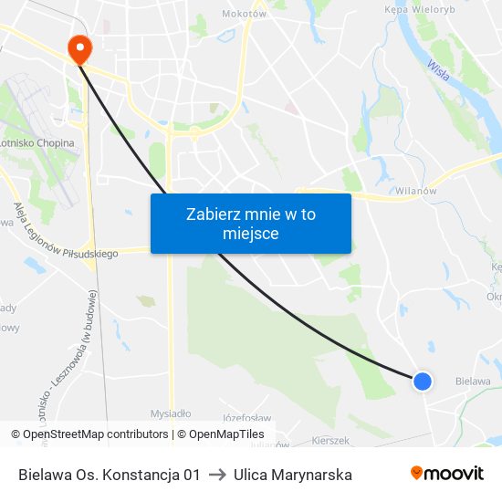 Bielawa Os. Konstancja 01 to Ulica Marynarska map