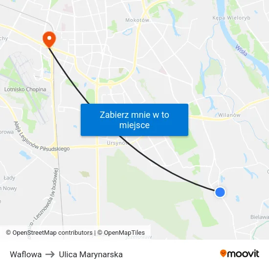 Waflowa to Ulica Marynarska map
