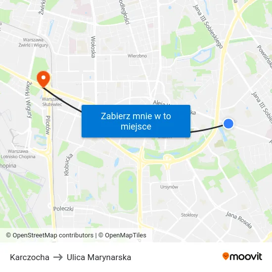 Karczocha to Ulica Marynarska map
