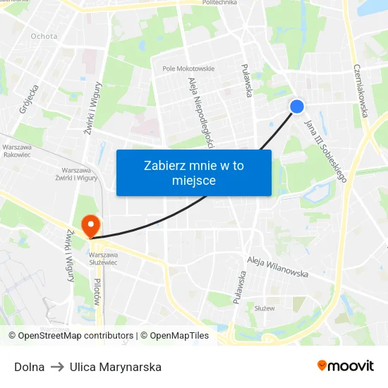 Dolna to Ulica Marynarska map