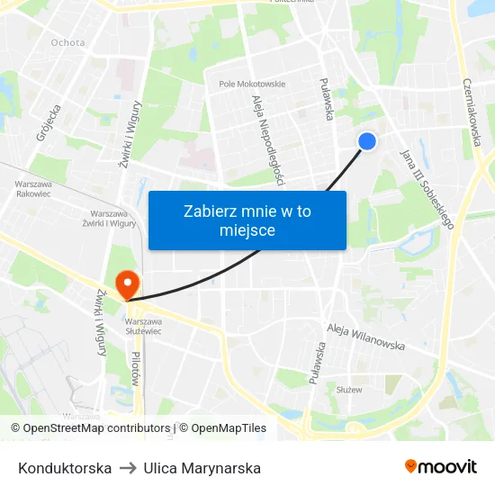 Konduktorska to Ulica Marynarska map