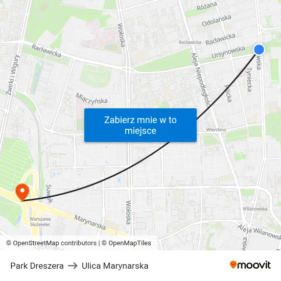Park Dreszera to Ulica Marynarska map