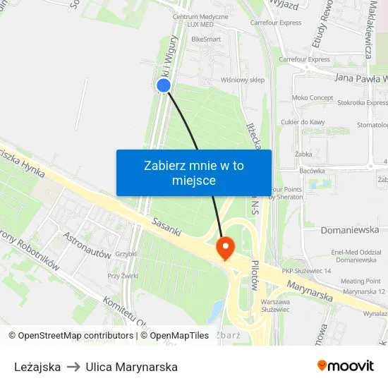 Leżajska to Ulica Marynarska map