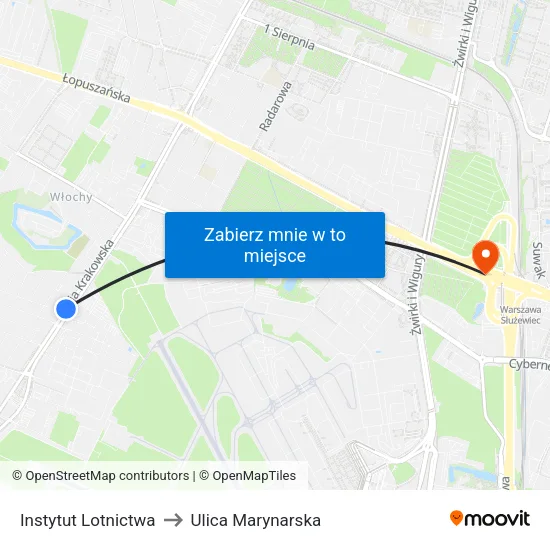 Instytut Lotnictwa to Ulica Marynarska map