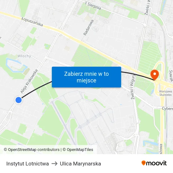 Instytut Lotnictwa to Ulica Marynarska map
