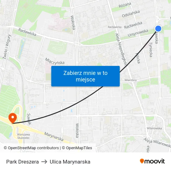 Park Dreszera to Ulica Marynarska map