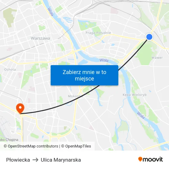 Płowiecka to Ulica Marynarska map