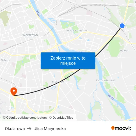 Okularowa to Ulica Marynarska map