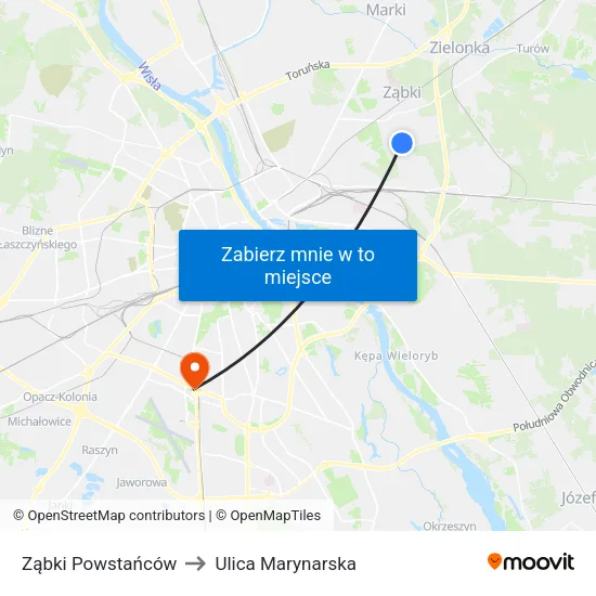 Ząbki Powstańców to Ulica Marynarska map