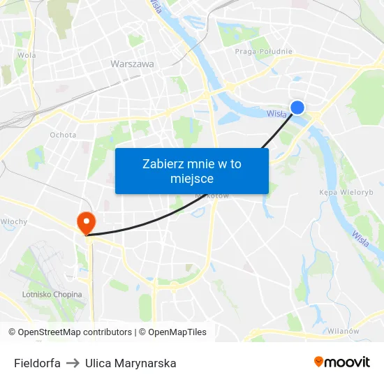 Fieldorfa to Ulica Marynarska map