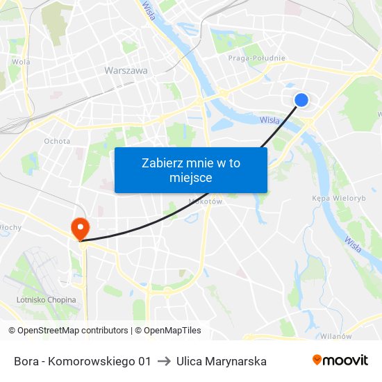 Bora - Komorowskiego 01 to Ulica Marynarska map