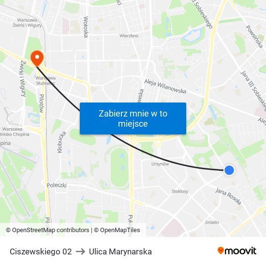 Ciszewskiego 02 to Ulica Marynarska map