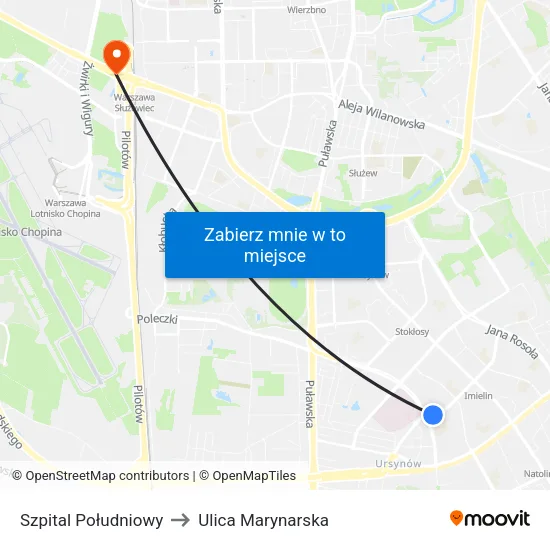 Szpital Południowy to Ulica Marynarska map