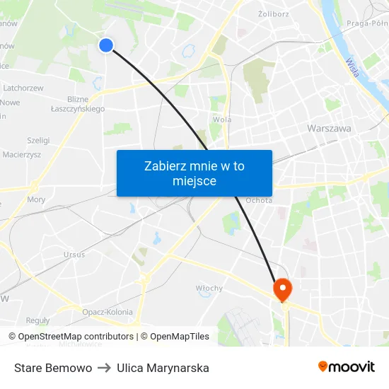 Stare Bemowo to Ulica Marynarska map