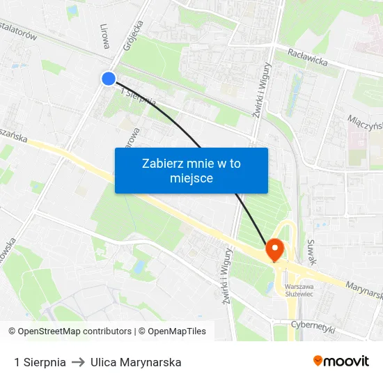 1 Sierpnia to Ulica Marynarska map