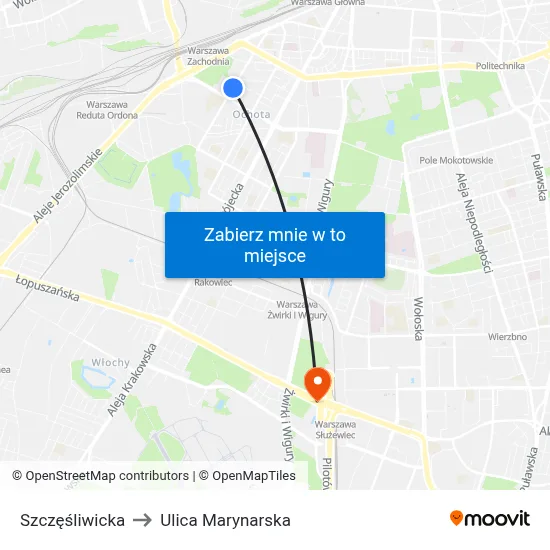 Szczęśliwicka to Ulica Marynarska map