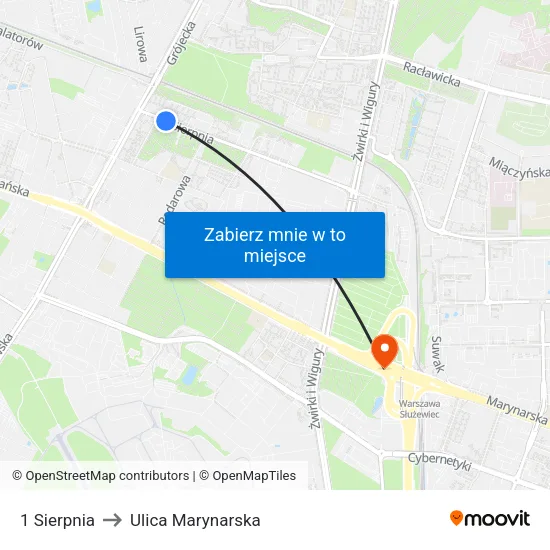 1 Sierpnia to Ulica Marynarska map