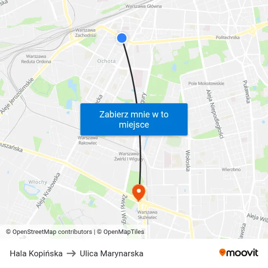 Hala Kopińska to Ulica Marynarska map