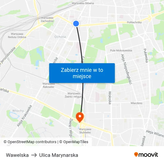 Wawelska to Ulica Marynarska map