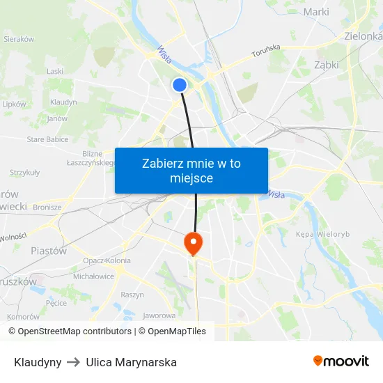 Klaudyny to Ulica Marynarska map