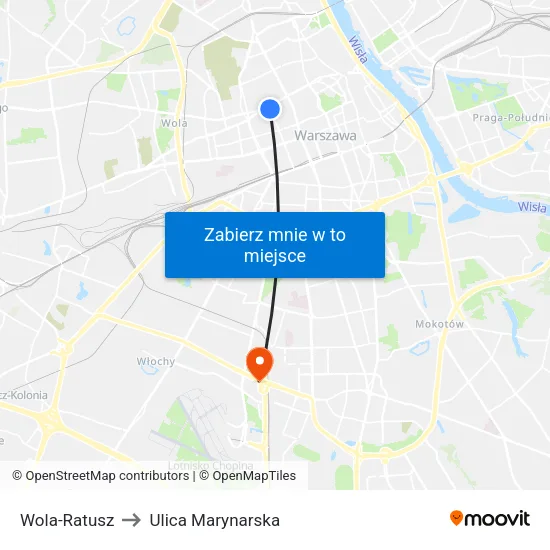 Wola - Ratusz to Ulica Marynarska map