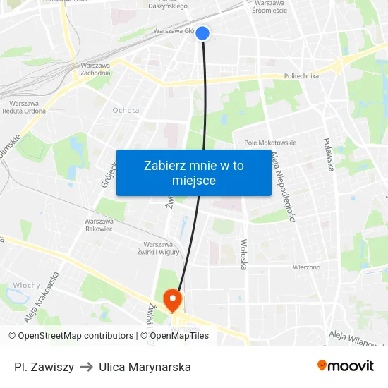 Pl. Zawiszy to Ulica Marynarska map