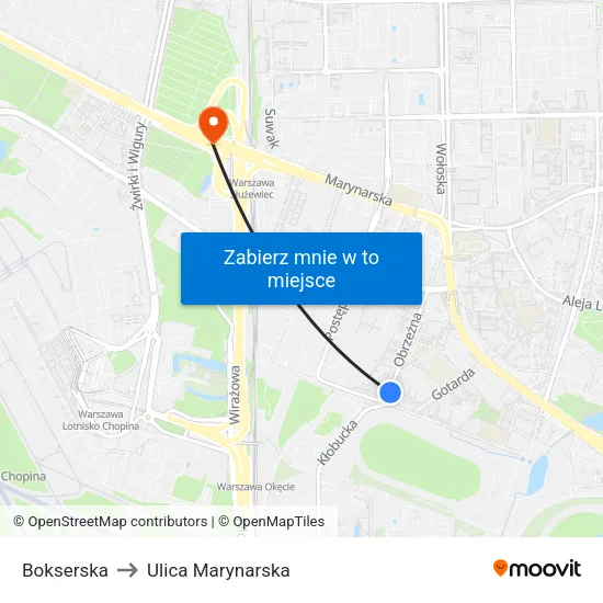 Bokserska to Ulica Marynarska map