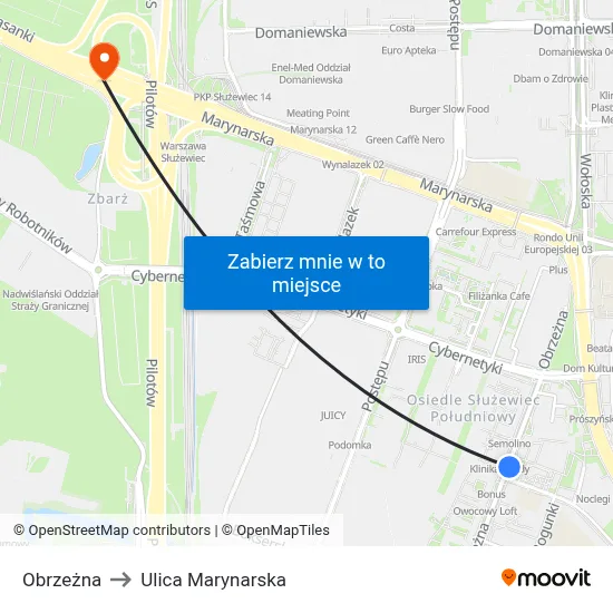 Obrzeżna to Ulica Marynarska map