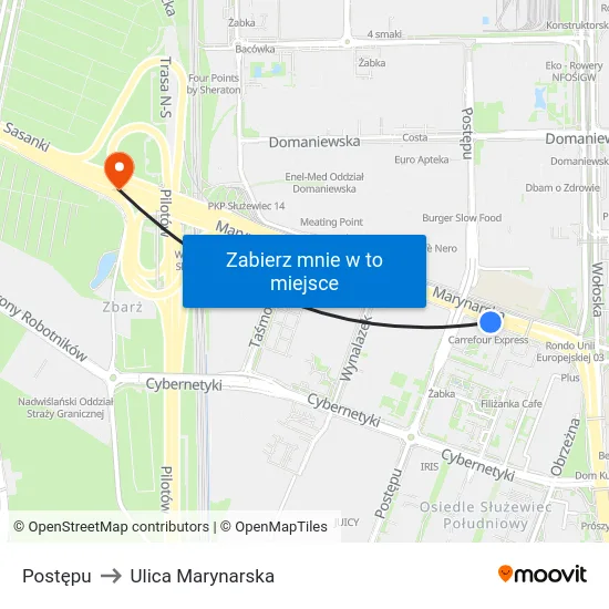 Postępu to Ulica Marynarska map
