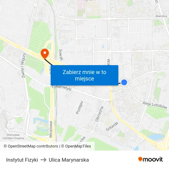 Instytut Fizyki to Ulica Marynarska map
