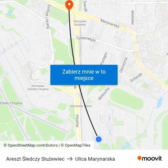 Areszt Śledczy Służewiec to Ulica Marynarska map