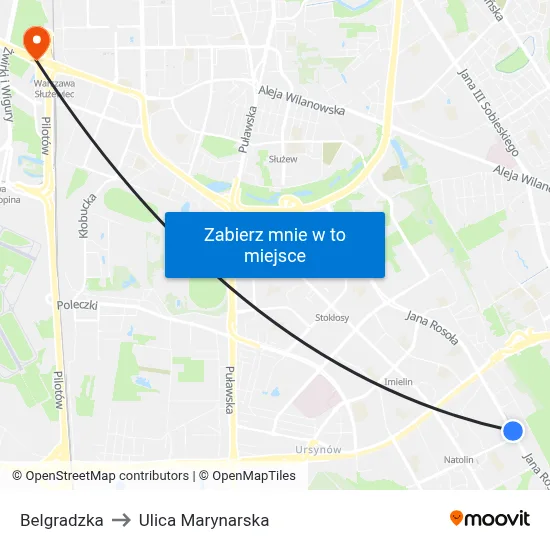Belgradzka to Ulica Marynarska map