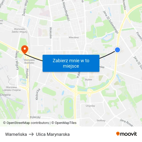 Warneńska to Ulica Marynarska map