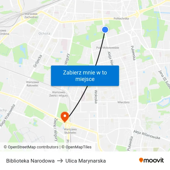 Biblioteka Narodowa to Ulica Marynarska map