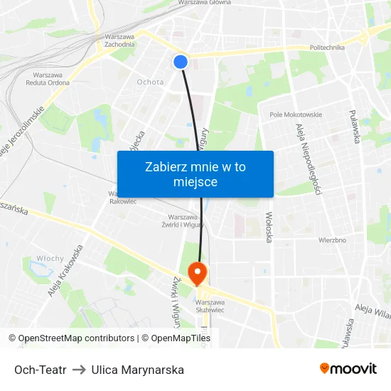 Och-Teatr to Ulica Marynarska map