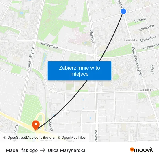 Madalińskiego to Ulica Marynarska map