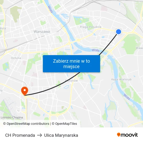 CH Promenada to Ulica Marynarska map