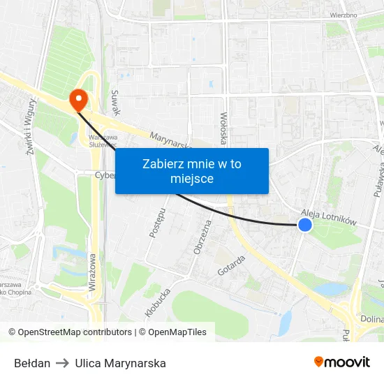 Bełdan to Ulica Marynarska map