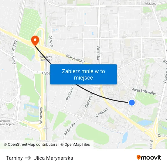 Tarniny to Ulica Marynarska map