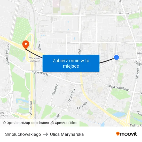Smoluchowskiego to Ulica Marynarska map